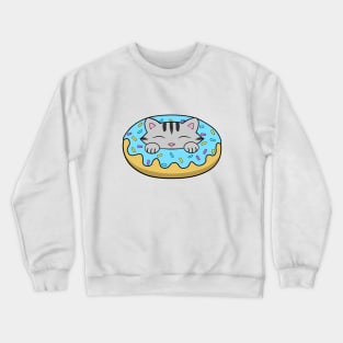 Blue Doughnut Kitten Crewneck Sweatshirt